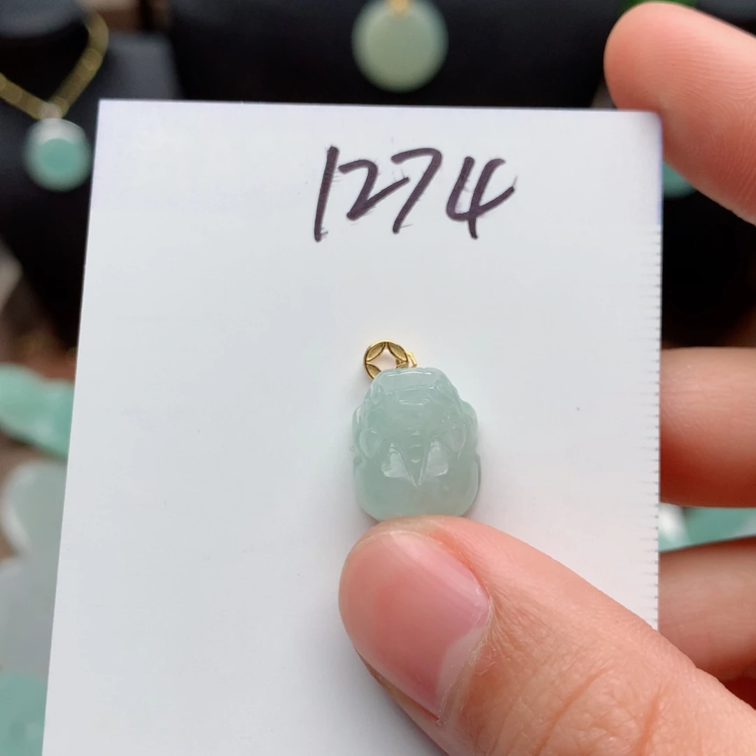 翡翠颈饰银S925镀金镶嵌吊坠