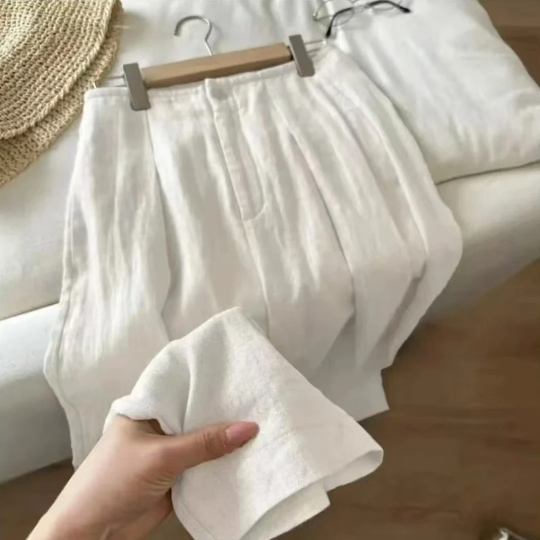【有内衬+运费险】2025夏季百搭垂感麻料慵懒风阔腿裤