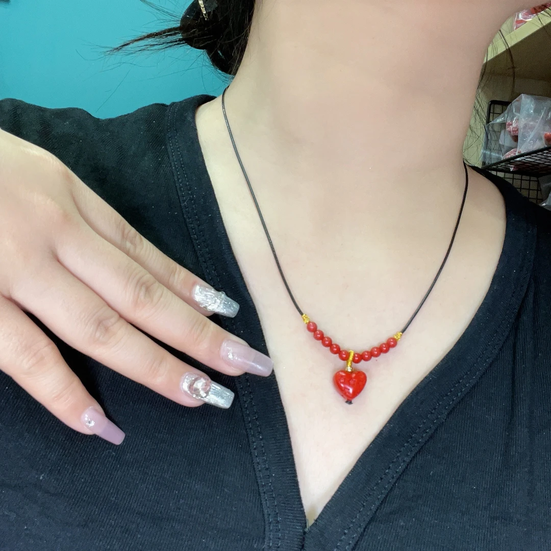 含辰砂工艺品高含量真朱砂水飞红砂小心心吊坠268