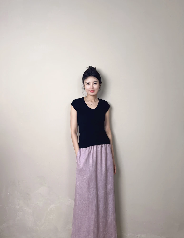 C 韩国亚麻半裙 大门减龄显瘦百搭裙