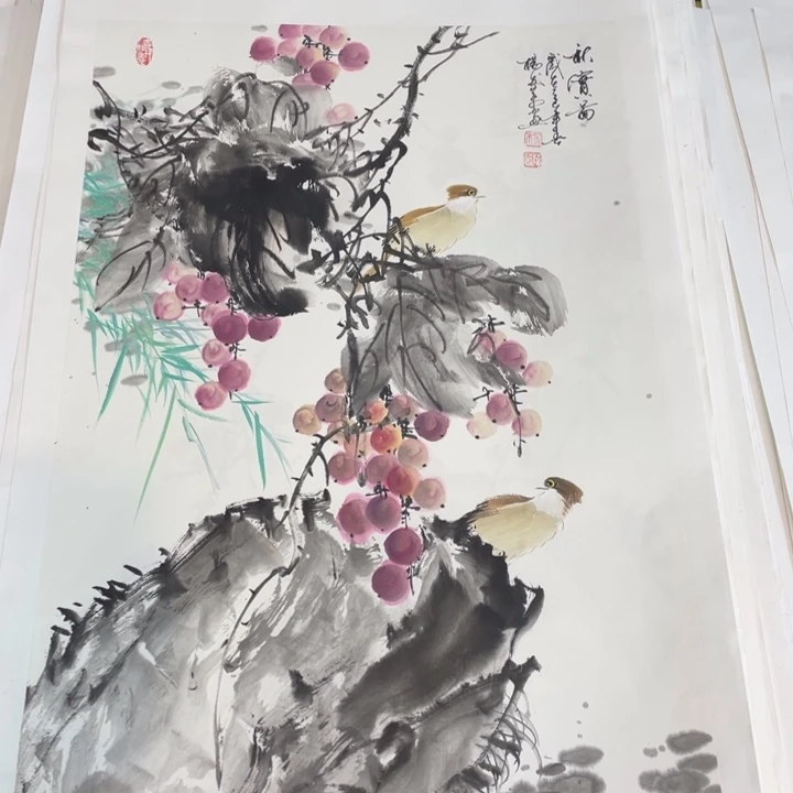 国画四尺三开作品一幅