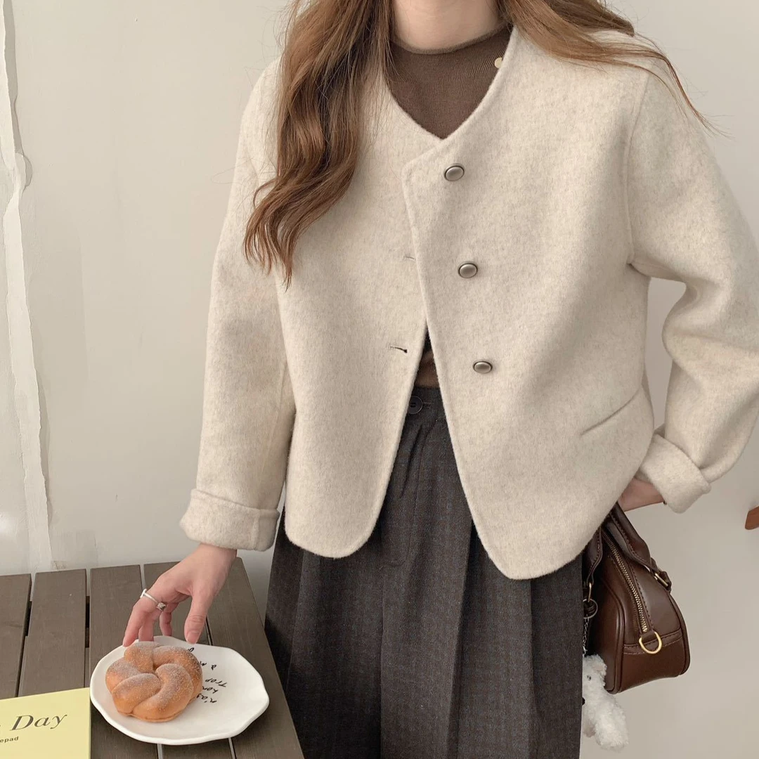 法式女款小香风2025羊绒大衣女小个子秋冬新款巨显瘦上衣羊毛外套