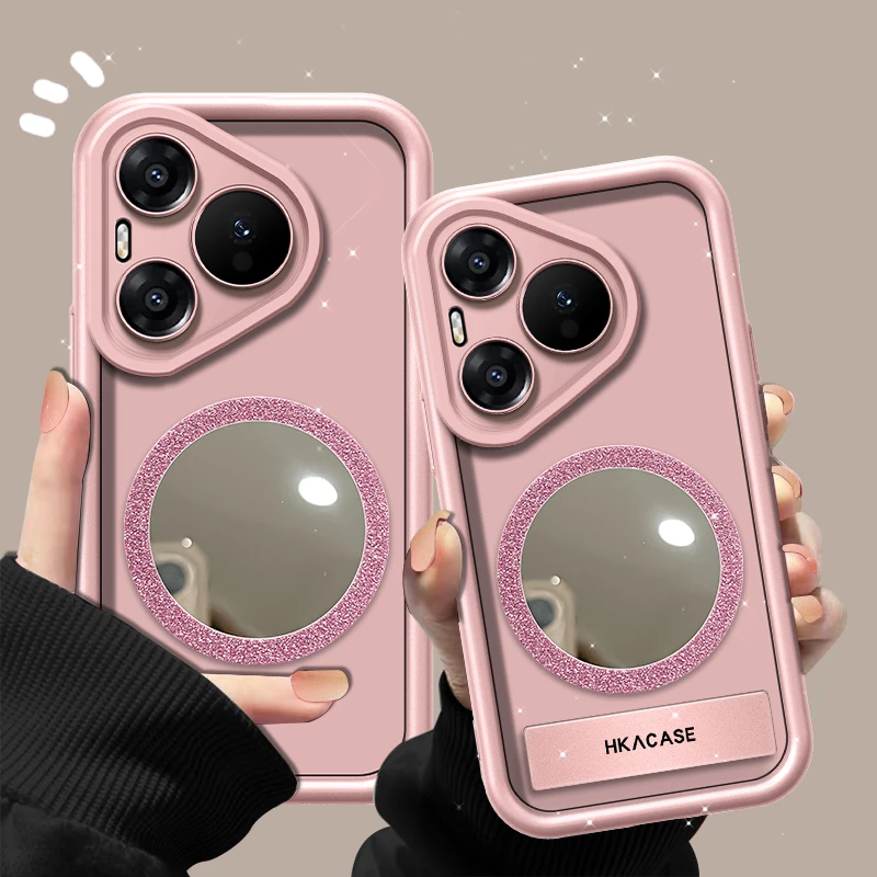 适用华为p70手机壳金漆天眼阶梯细闪镜子硅胶软壳镜头防摔保护套