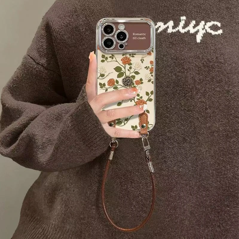 玫瑰花适用苹果15华为vivo/oppo小米iPhone16pro电镀大视窗手机壳