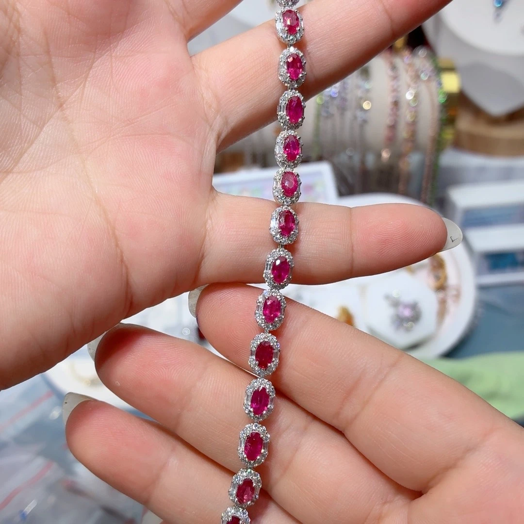 手链银S925镶嵌红宝石