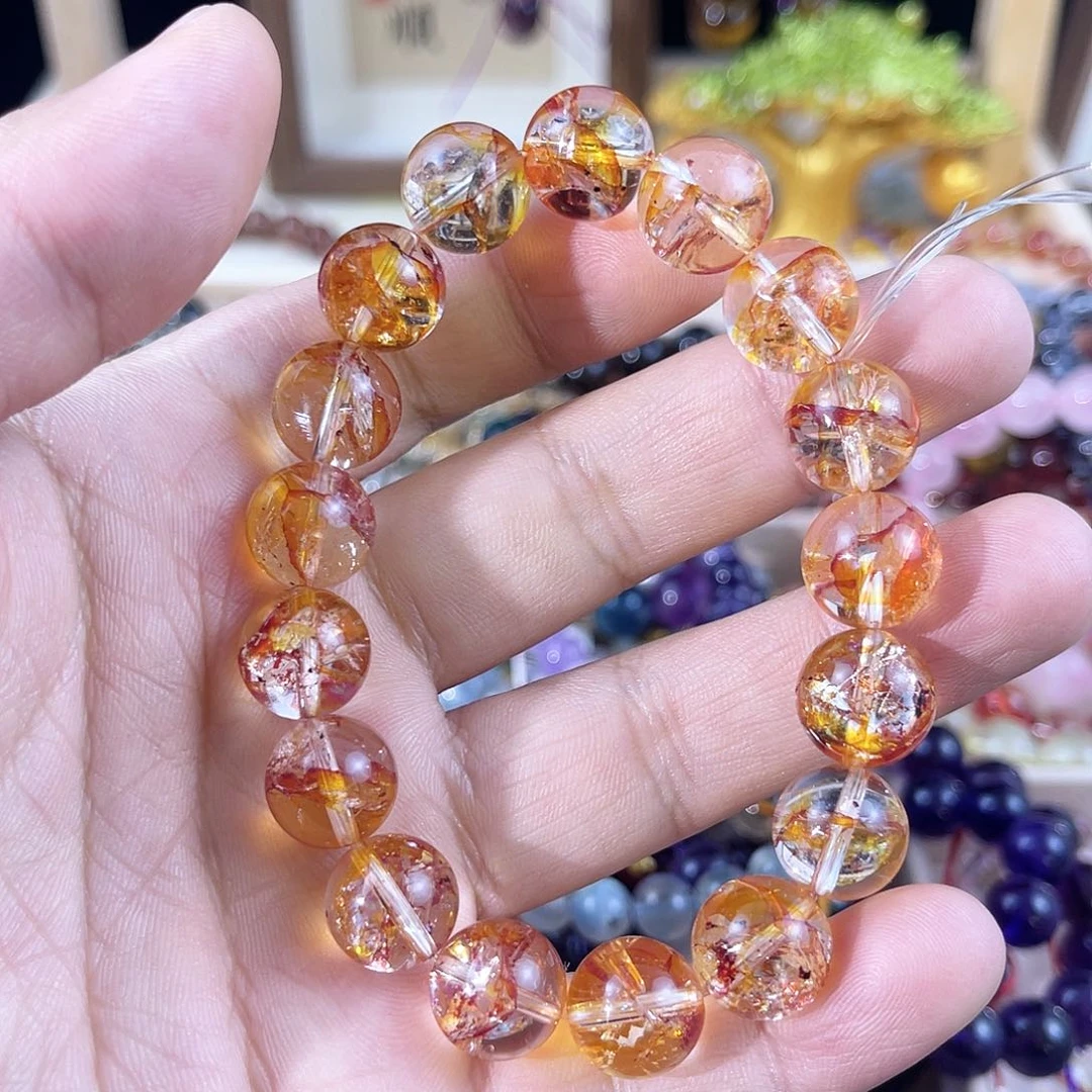 水晶手链未镶嵌凤羽胶花