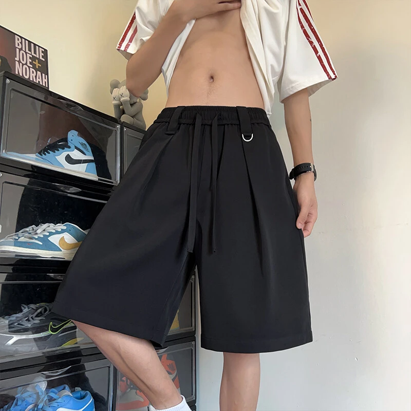 2025夏季新款潮牌黑色薄款冰丝西装短裤男直筒垂感速干外穿五分裤