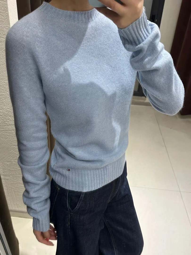 简约基础圆领舒适百搭针织毛衣F4254