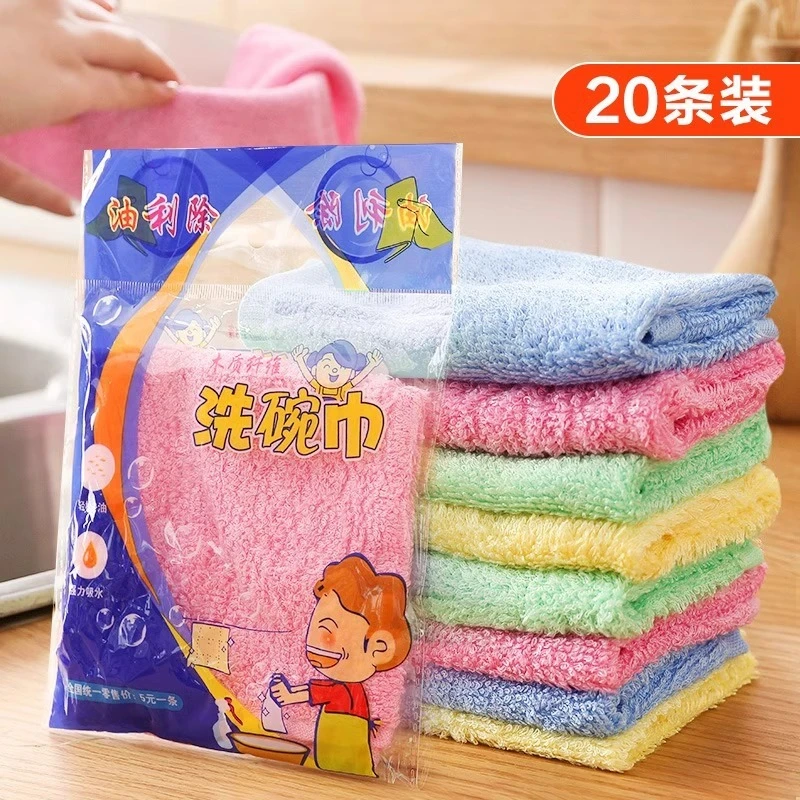 厨房加厚洗碗巾竹木纤维不沾油污易吸水不掉毛家用小抹布清洁家用