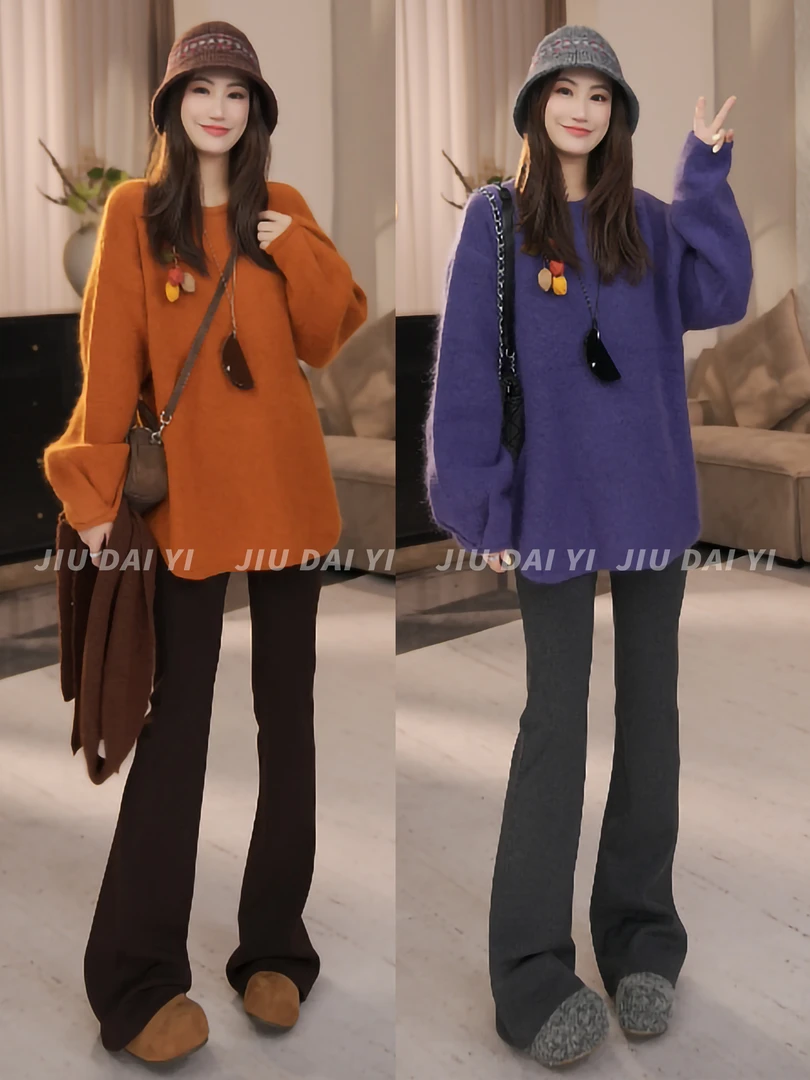 玖黛衣【糖果衣】冬季韩版加厚宽松纯色羊毛毛衣XSP46166S