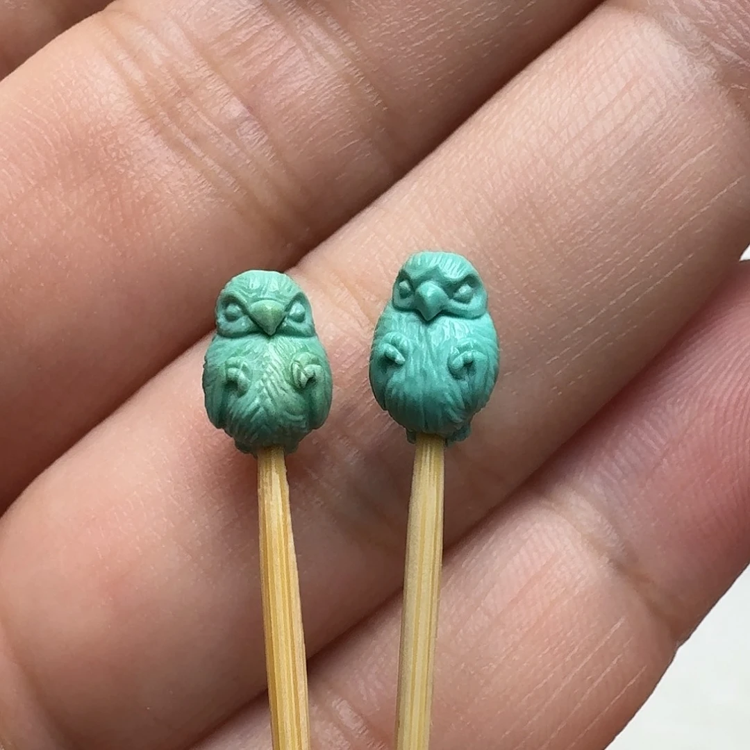 绿松石未镶嵌小鸟一对
