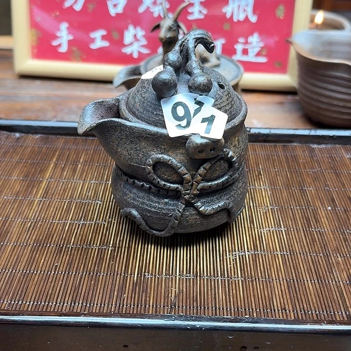 纯手工制作粗陶茶具