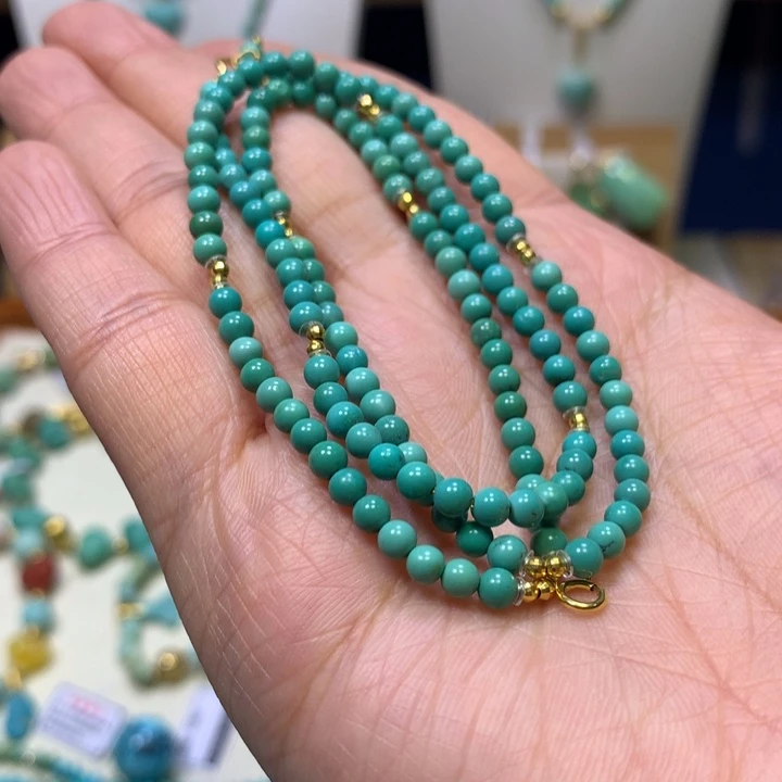 绿松石18K金镶嵌万能链