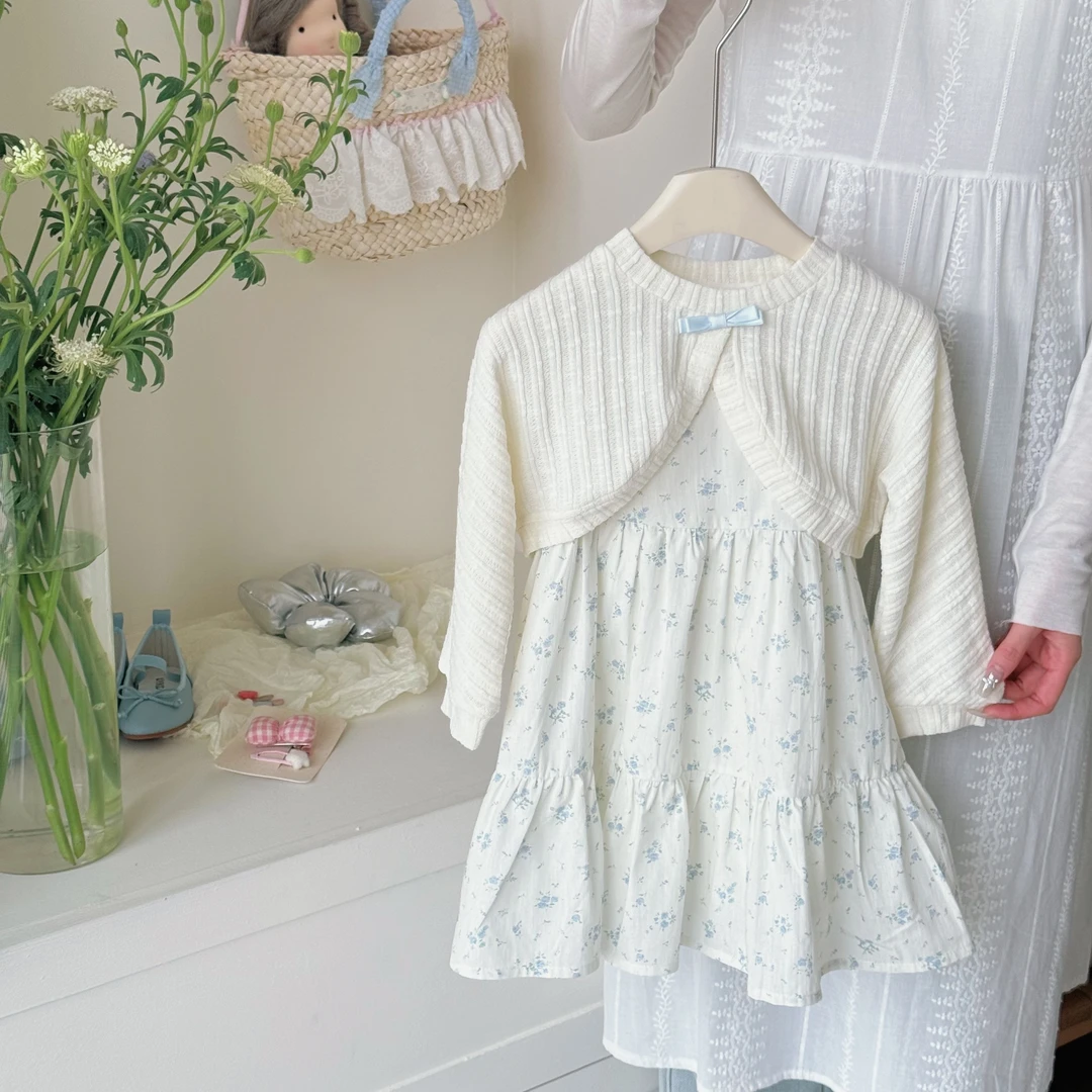 女童2025春夏新款套装森系碎花两件套连衣裙洋气长袖公主裙韩版