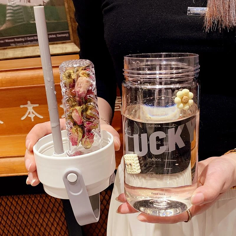 苏泊尓适用泡茶水杯女生高颜值夏季网红茶水分离吸管杯学生小巧便