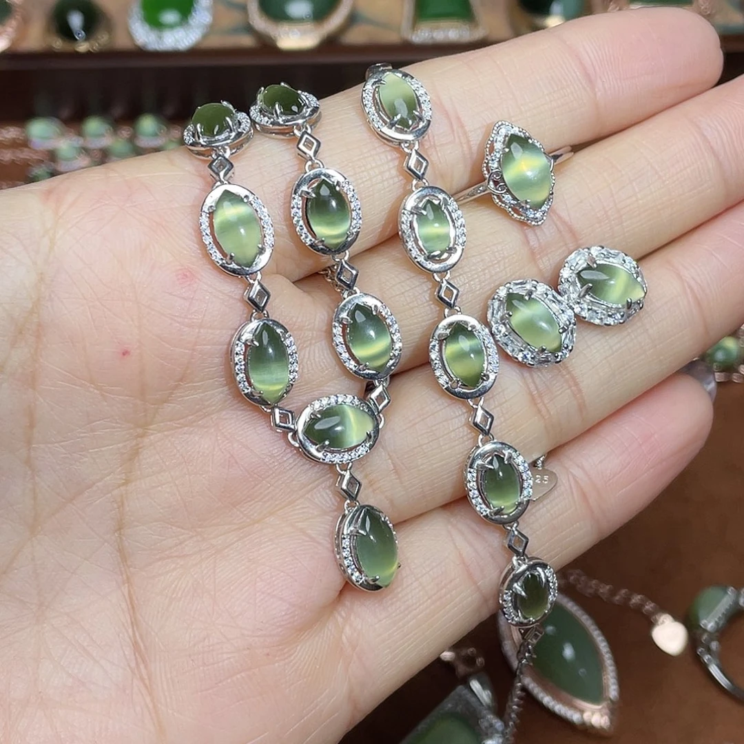 和田玉（碧玉）银S925镶嵌吊坠(不含链)