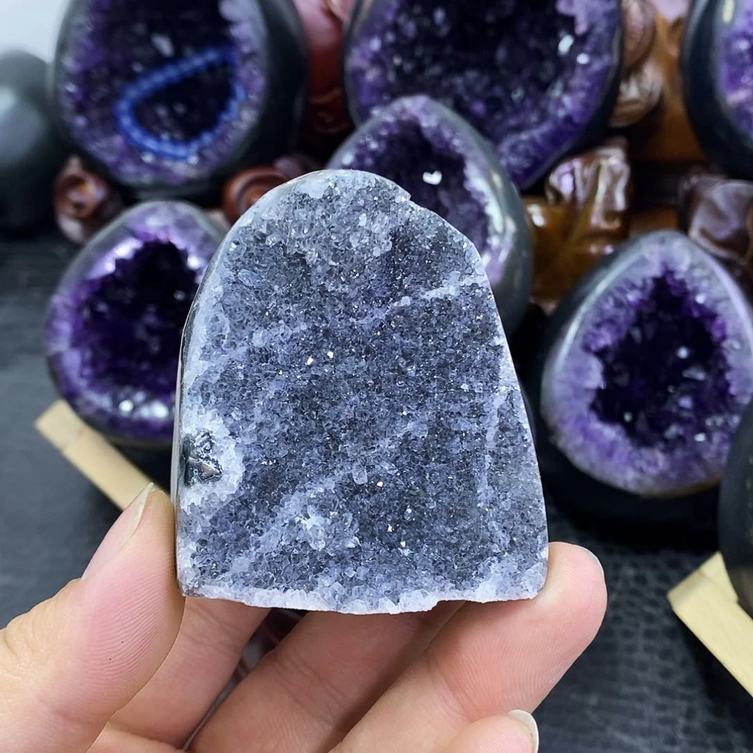 未镶嵌大型摆件（非配饰）水晶紫水晶547 灰晶簇 晶振