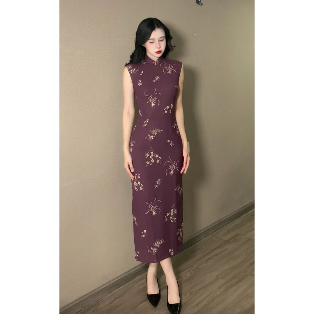 【画眉】玉簪记秋季新款天丝麻弹力国风少女气质旗袍连衣裙