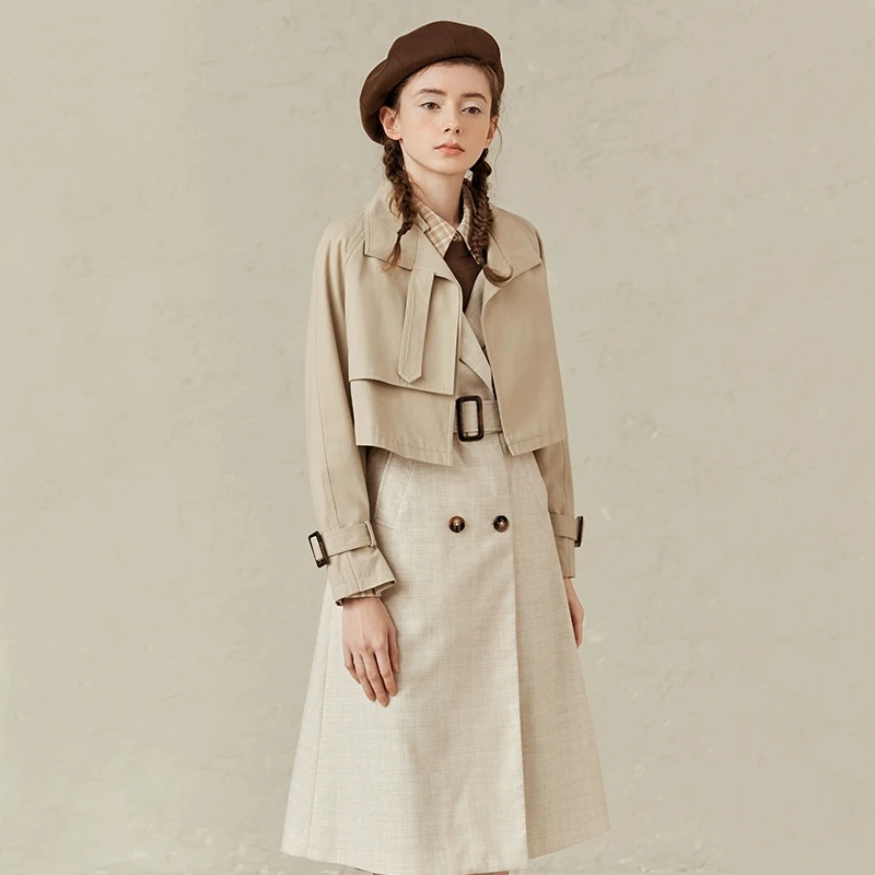 famecoco范可儿长款马甲风衣两件套女士小众外套套装F221AT002