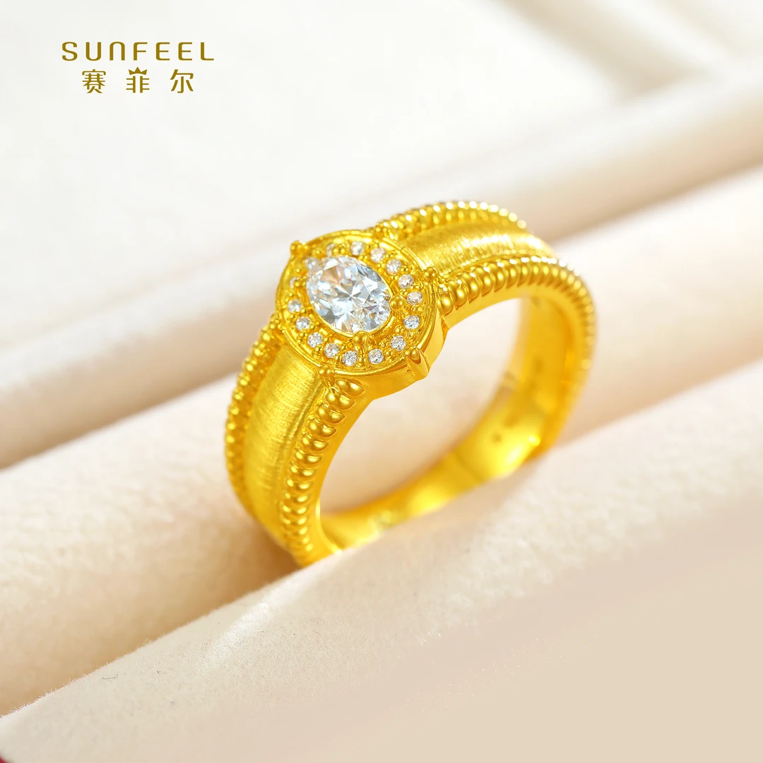 SUNFEEL/赛菲尔【十七店】足金艺术椭圆鸽子蛋(白色)圈戒5DJ00198