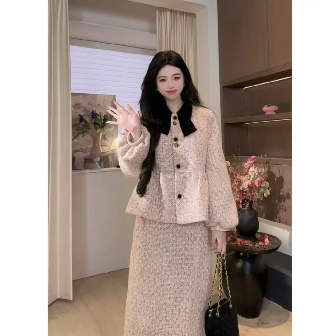 十一原创设计师【时髦精选】套装（羽 绒）毛呢拼接千金时尚显瘦小香