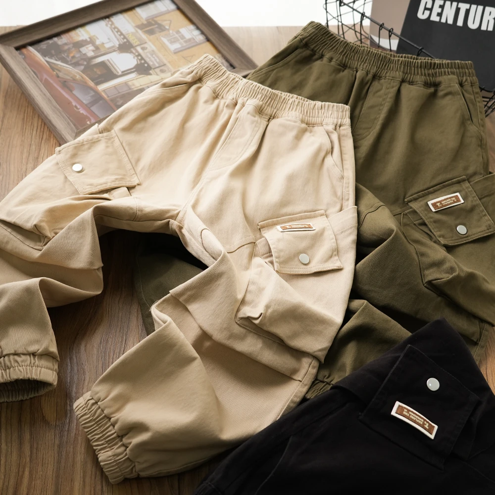 男童儿童秋季新款时尚口袋休闲工装裤长裤中大童百搭裤子4AU47