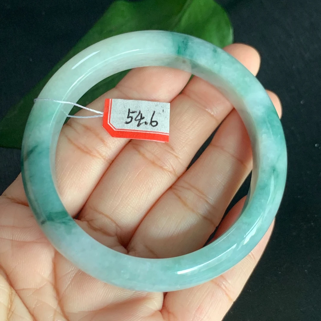 翡翠手镯天然翡翠A货飘花手镯正圈正品翡翠手镯玉手镯女