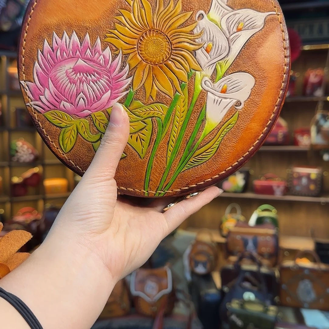 蓝****牦牛剖层皮革繁华圆饼2号