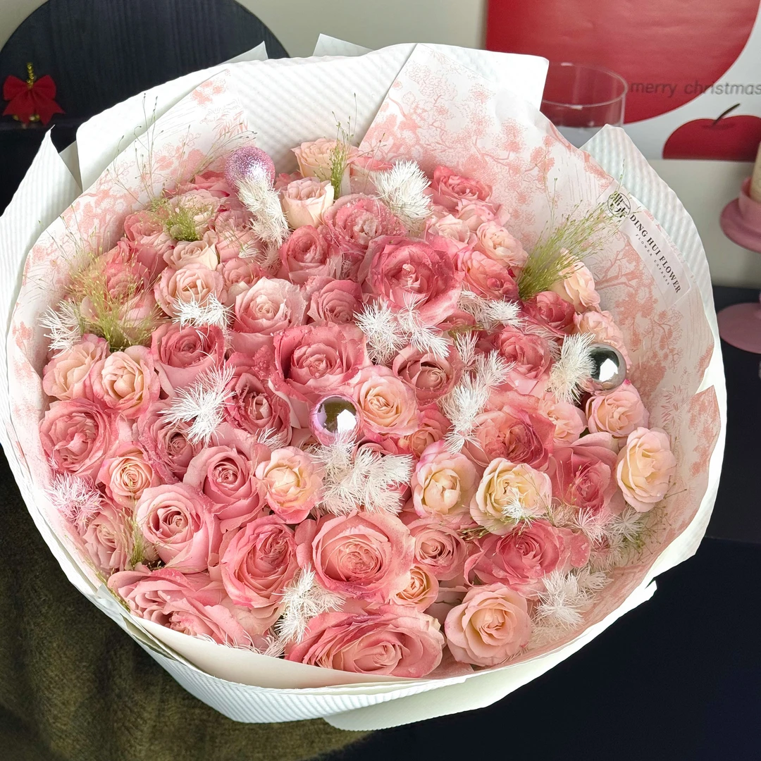 【新年礼物-玉洁冰清】33枝午后红茶花束喷色花束送女友送闺蜜约会花束生日鲜花花店送花上门
