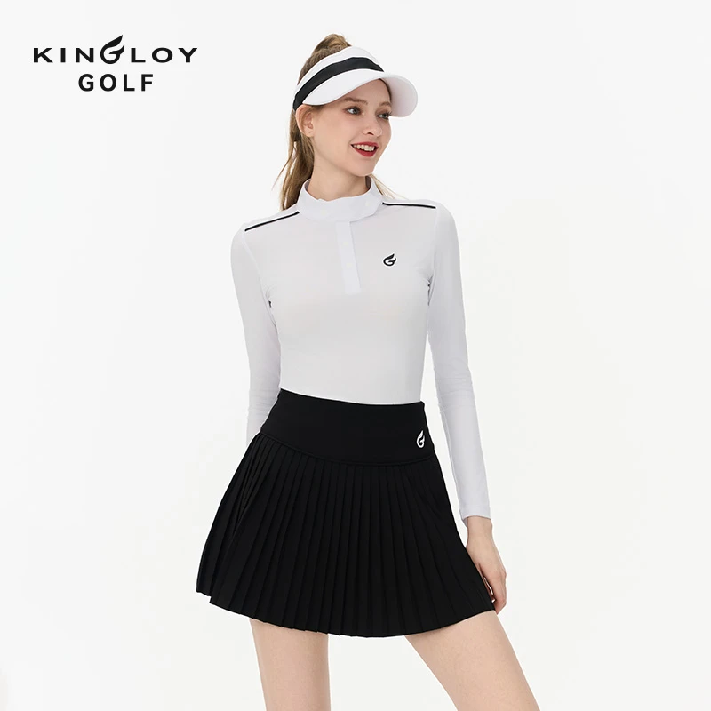 KINGLOY高尔夫女装长袖T恤显瘦25新黑色时尚服装百褶裙193-166