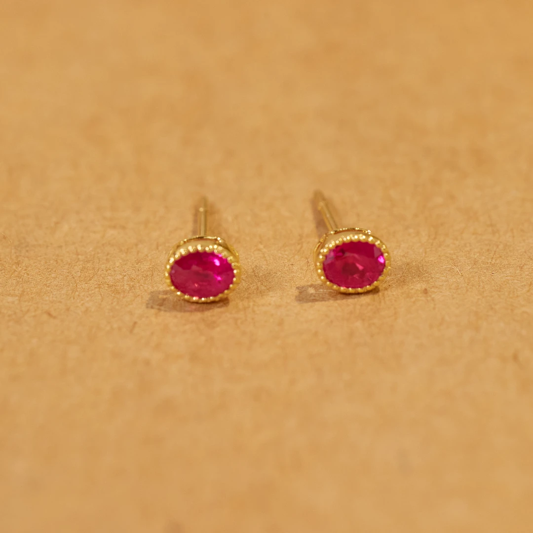 玉峰珠宝【安娜】红宝石耳饰18K金【S3117】多样性发一