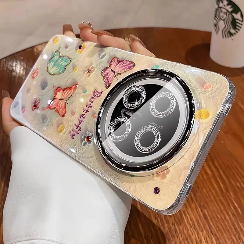 蓝光蝴蝶适用华为mate70手机壳mate60Pro带镜头膜70Pro全包防摔