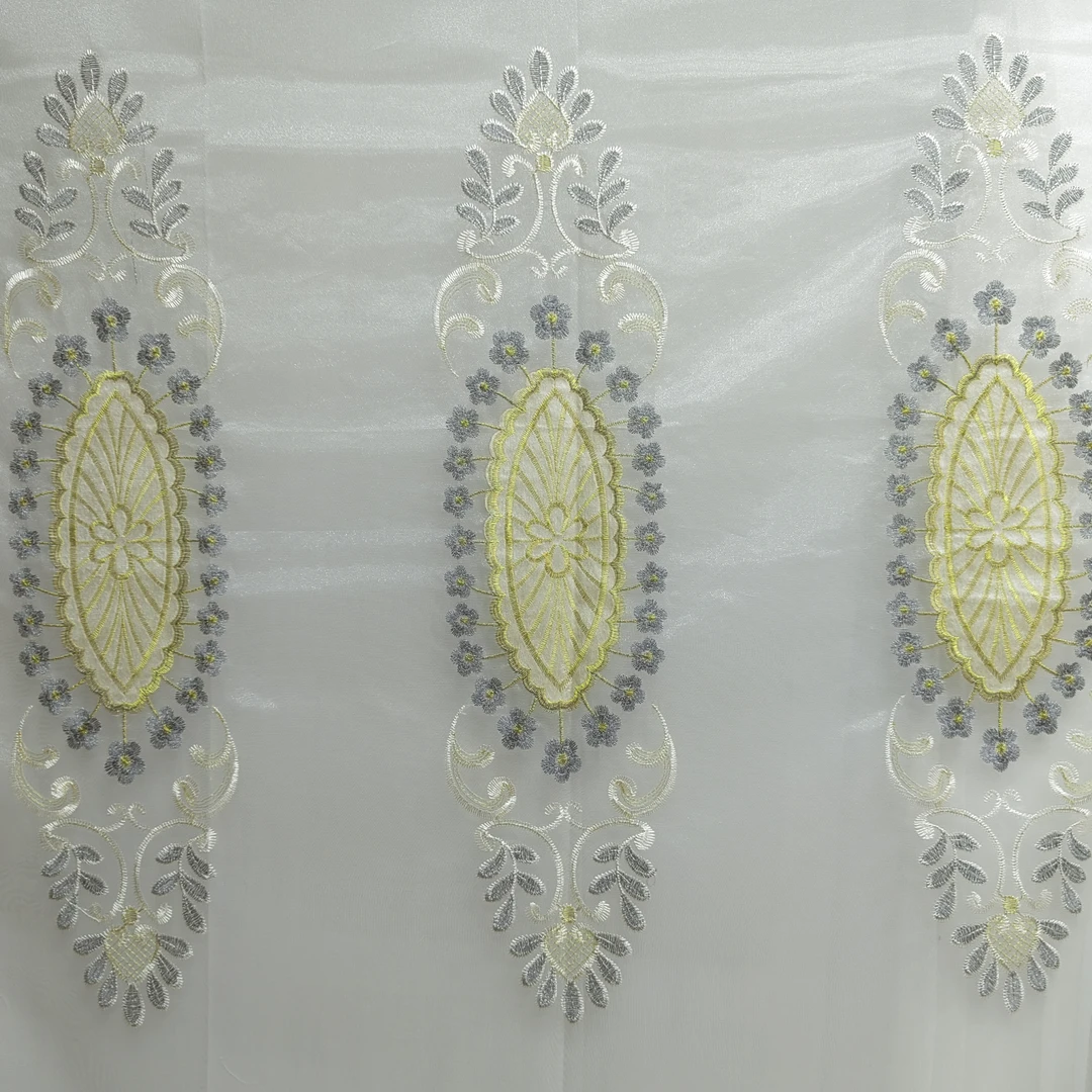 00675 挂钩款式成品客厅刺绣透气窗纱幅宽8.8米高2.7米免费对开