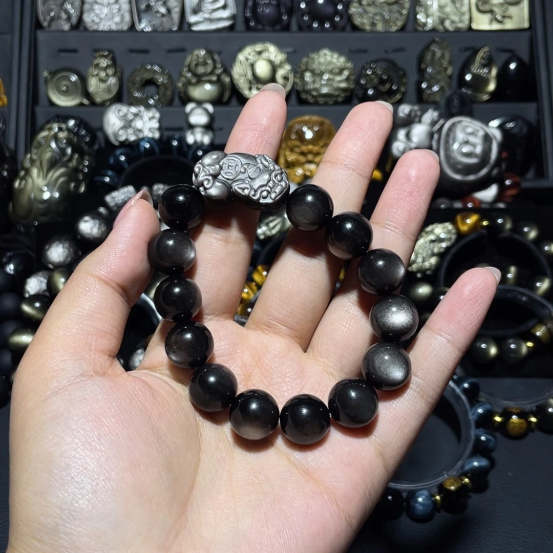 未镶嵌黑曜岩珠宝奇石树*