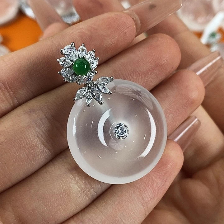 石英质玉银S925镶嵌颈饰