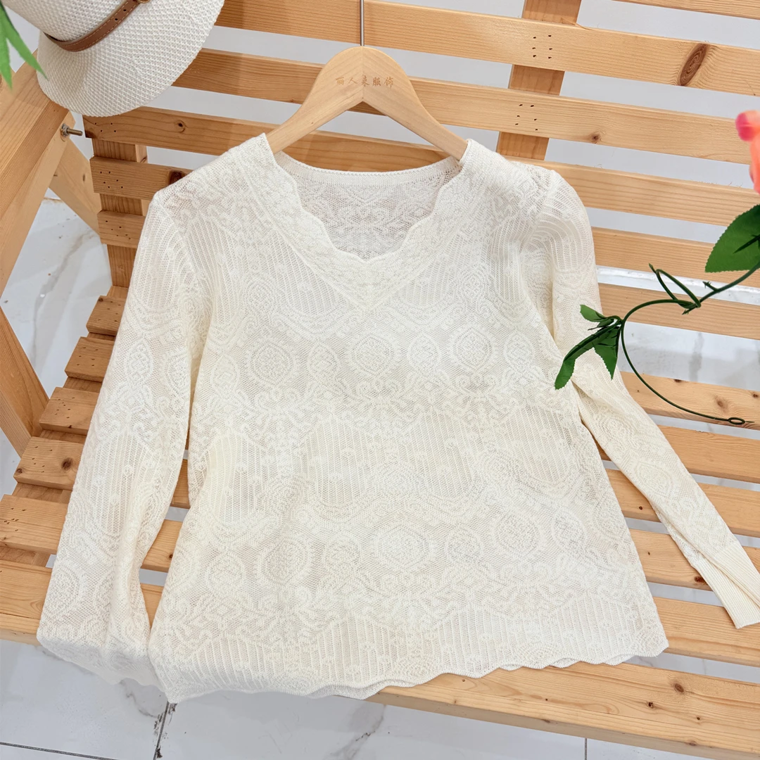 【羊毛天丝】早春新款薄款圆领长袖上衣洋气时尚女装宽松显瘦针织衫
