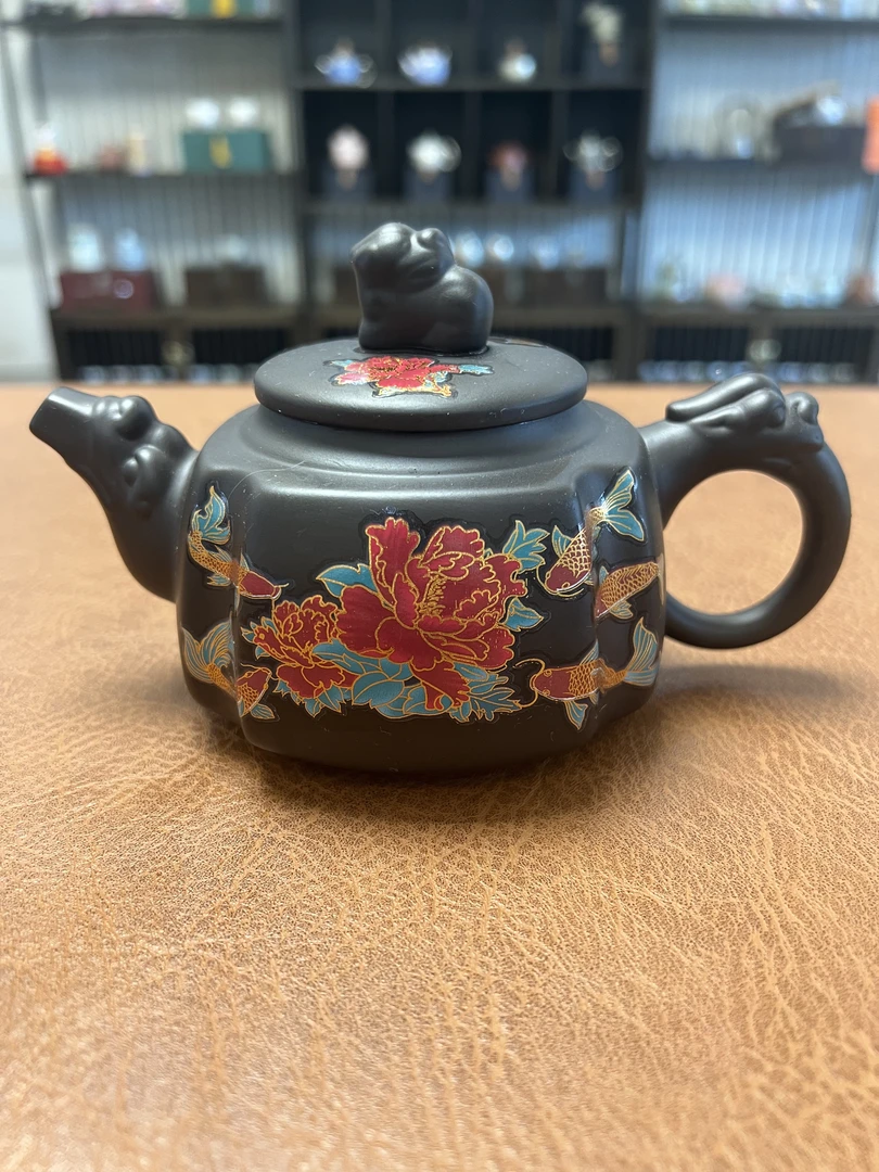 黑泥变色金玉满堂凤鸣四方壶 Y3348