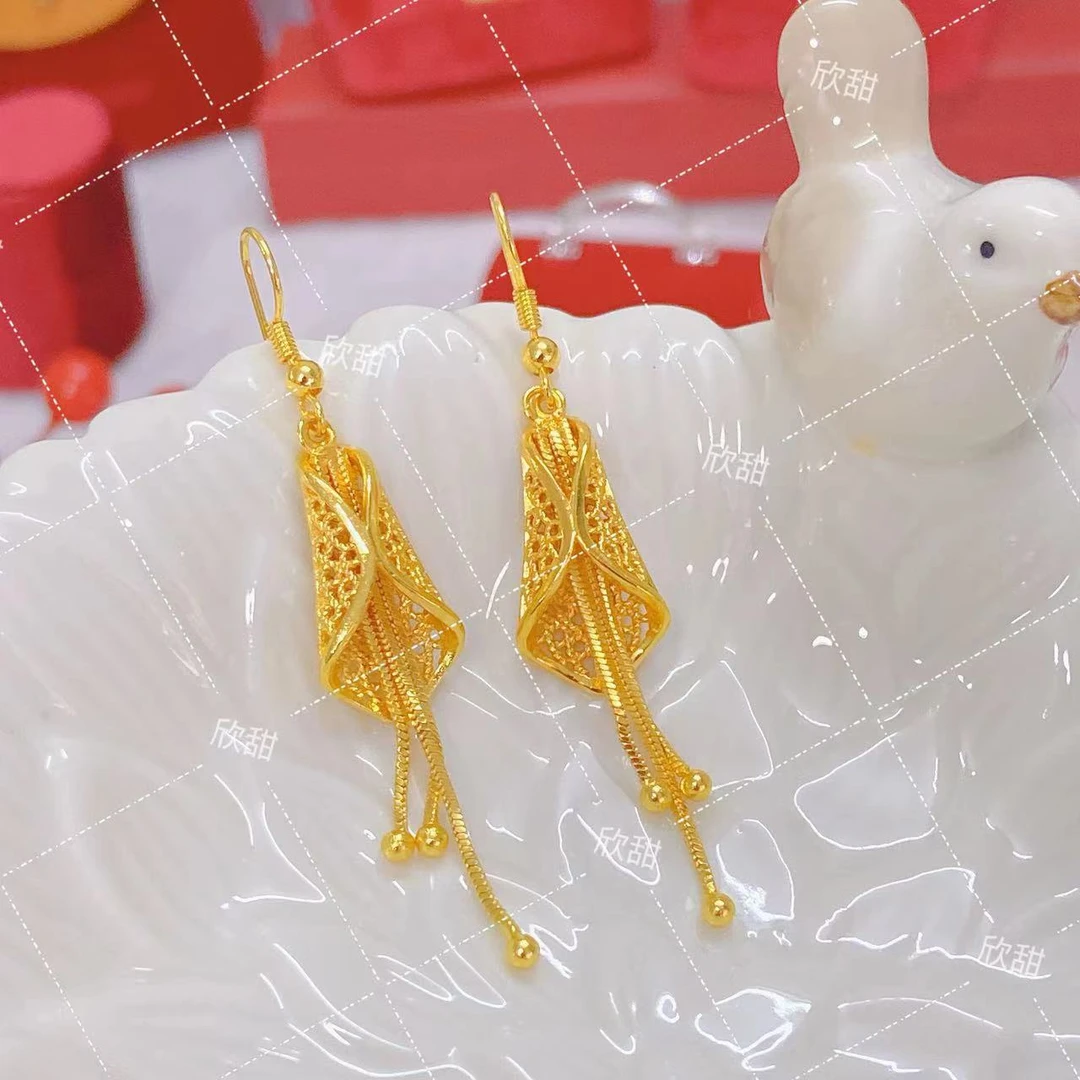 铜合金耳饰 鑫流苏蝉衣耳环时尚百搭灵动长款精美挂钩款耳坠 0282