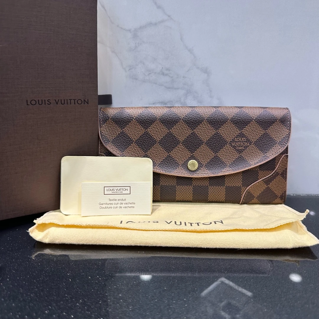 95新 LouisVuitton/路易威登 lv棋盘格金豆粉钱包 12559786女包