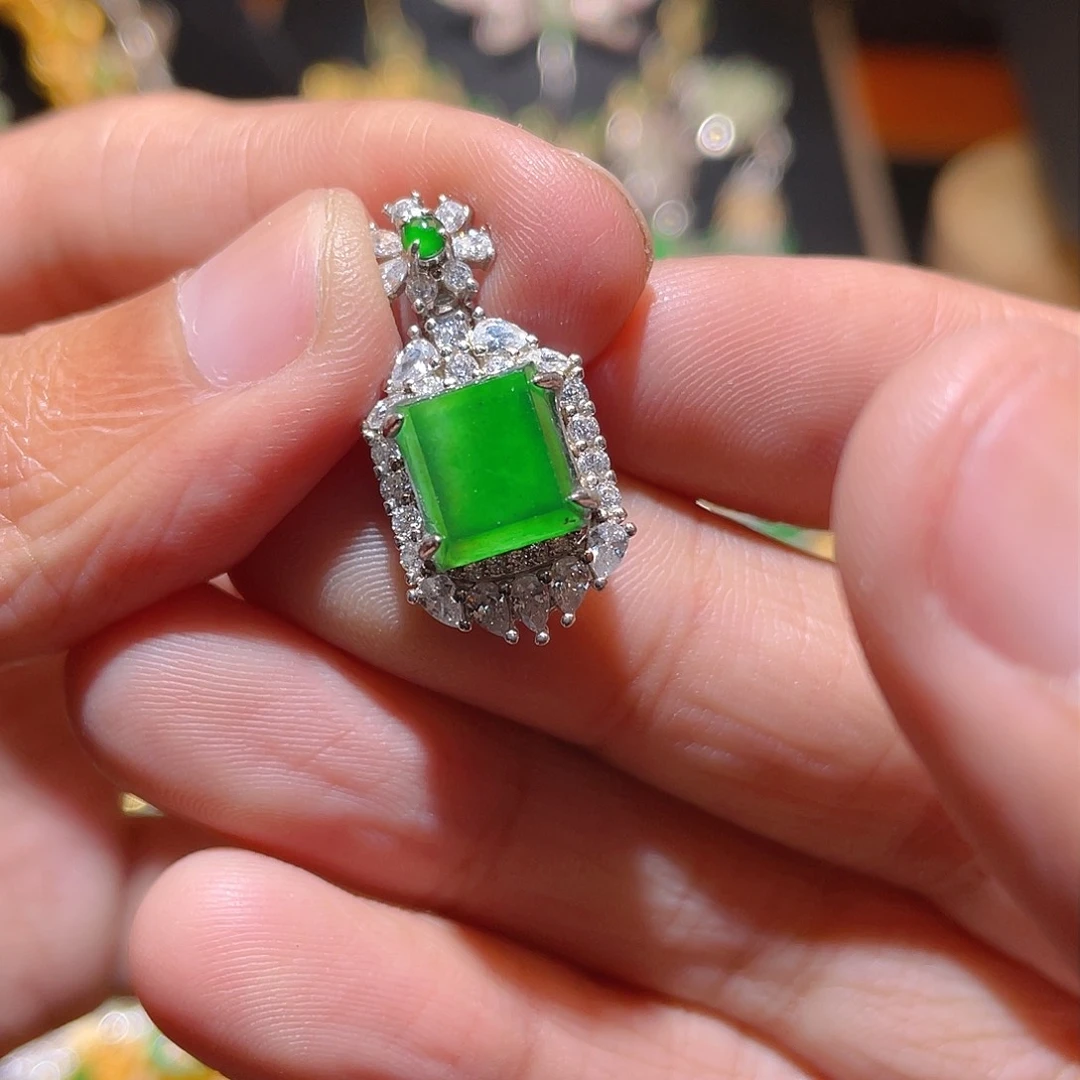 翡翠吊坠(不含链)银S925镶嵌