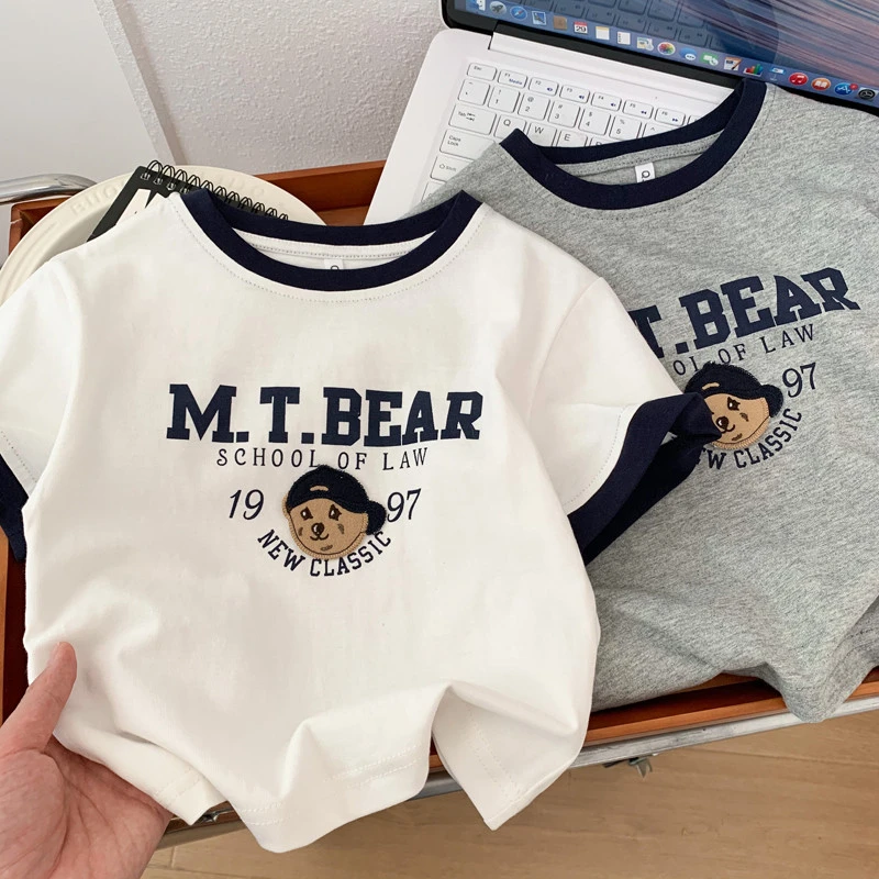 儿童夏季短袖T恤2025新款洋气男孩卡通半袖上衣中小童纯棉短T百搭