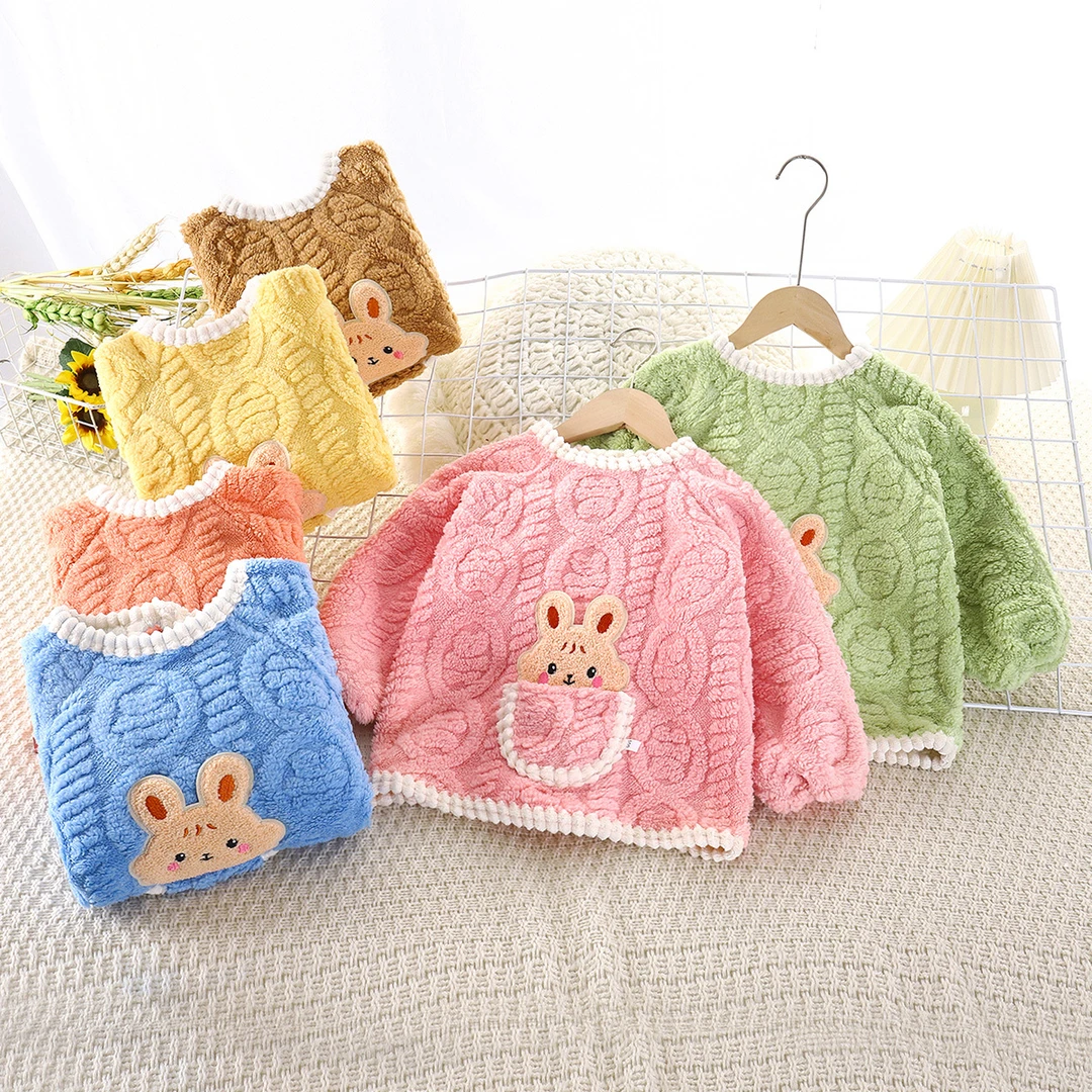 25年新款男女童装婴幼儿防脏衣加绒保暖倒穿衣罩棉袄外穿罩衣否