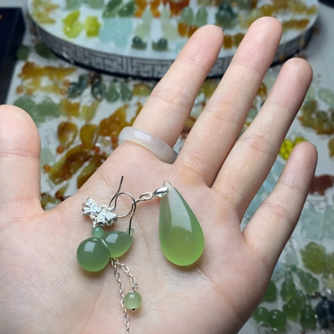 ****忧蛇纹石玉合金耳饰/颈饰