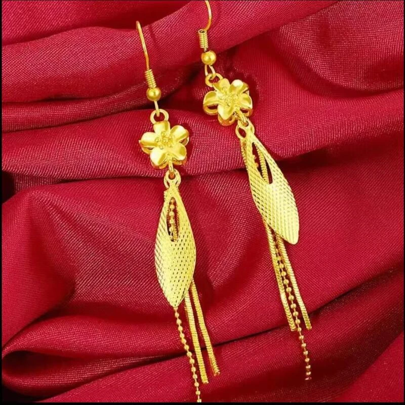 耳饰 梅花流苏玲珑耳坠 时尚饰品