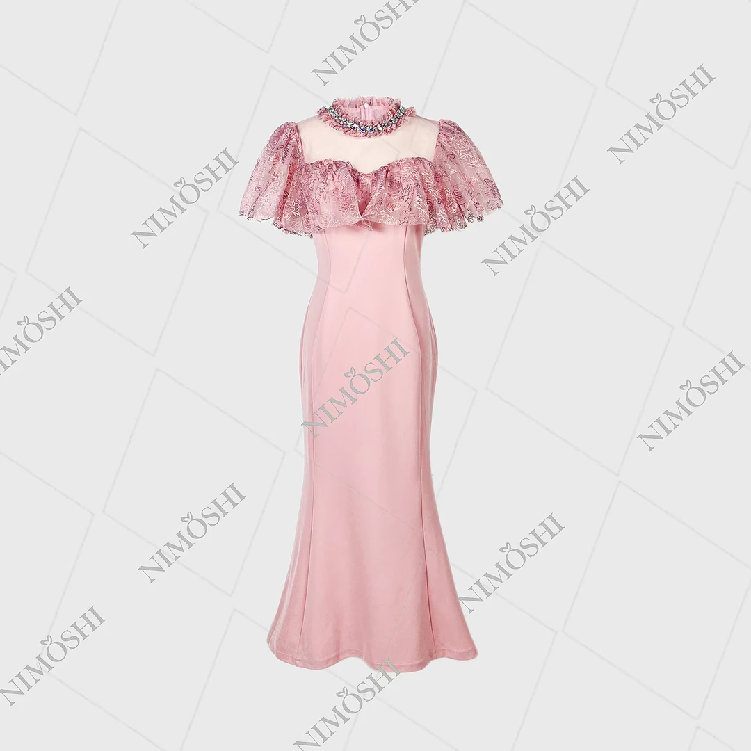 NIMðSHI【达妮】法式蕾丝拼接中长款小众气质显瘦连衣裙女Q1095