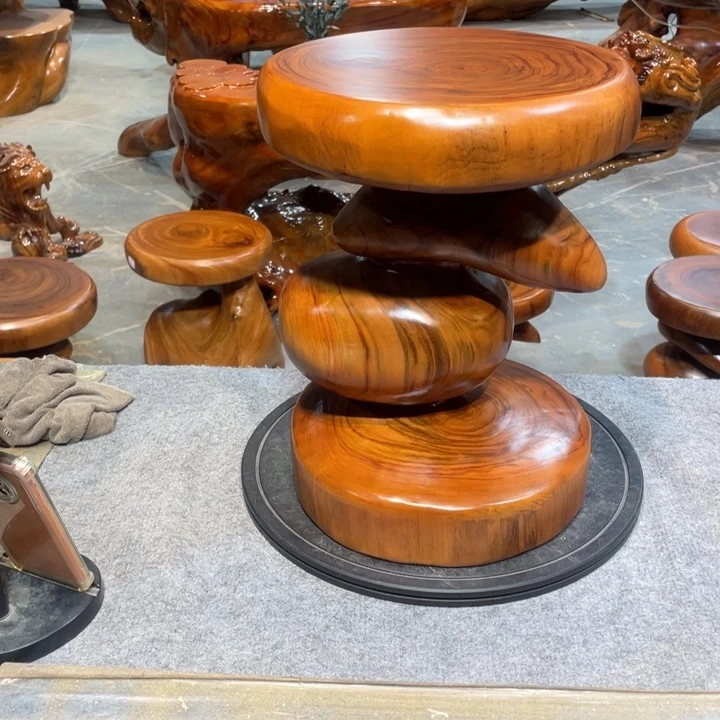 局***园香樟木香蕉木鹅卵石凳子