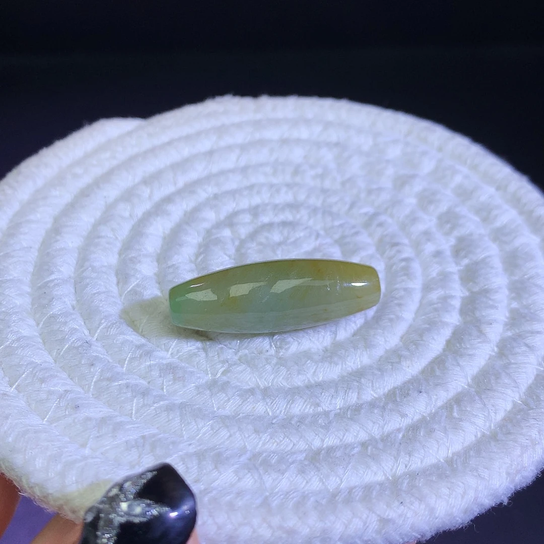 散珠翡翠天然缅甸翡翠枣珠卡33.7厚11.4黄加绿