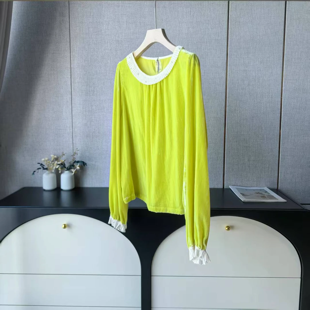 Y265【倾城】新中式蕾丝花边丝绒宫廷风上衣