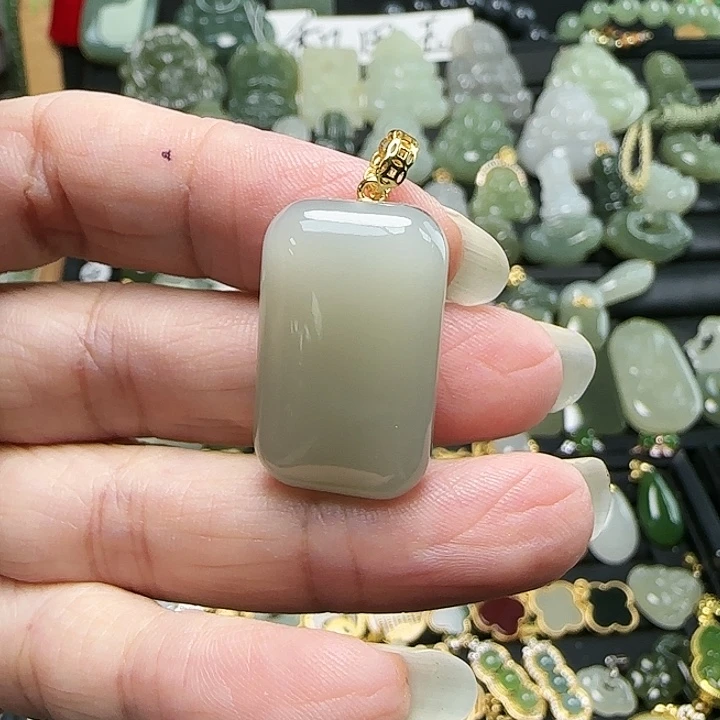 颈饰银S925镶嵌和田玉向****