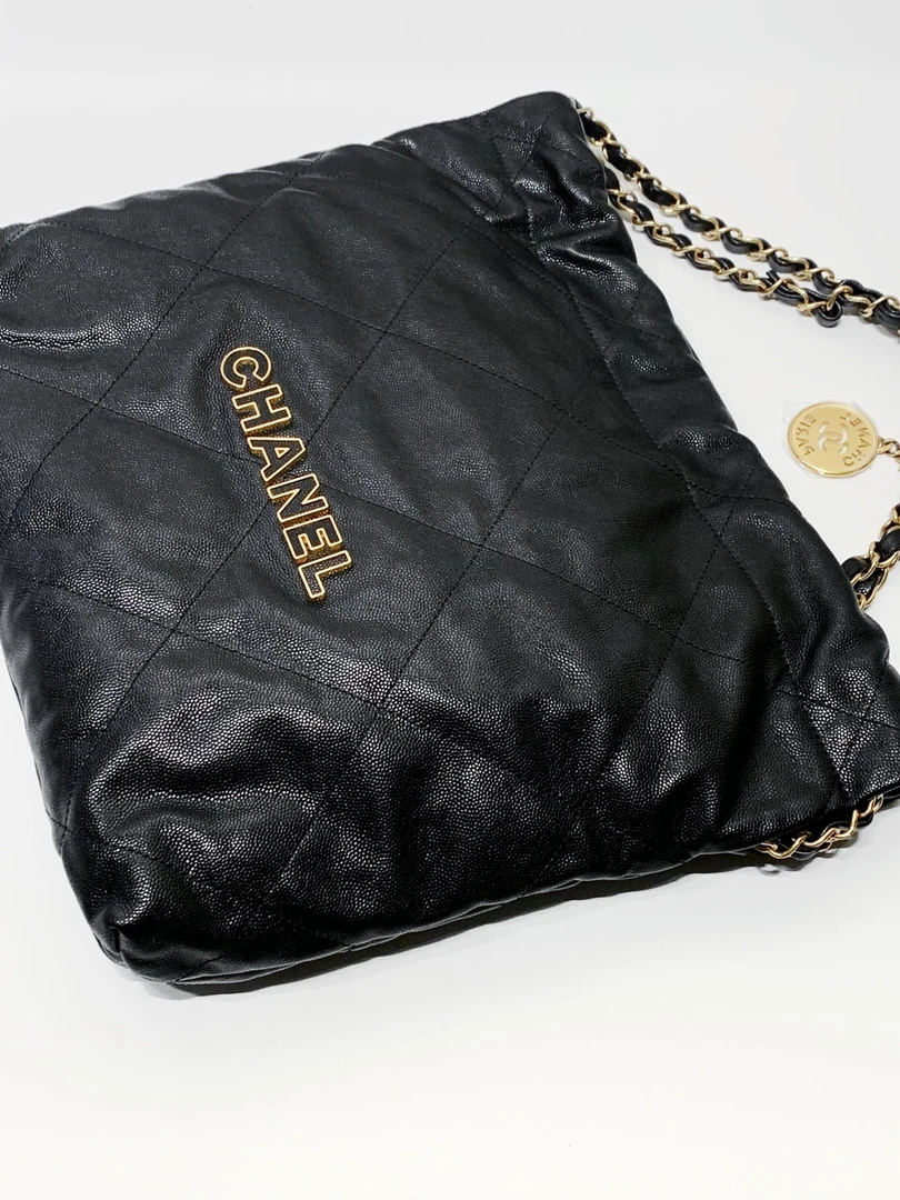 99新 Chanel/香奈儿 24K 黑金荔枝小号22bag/14664116/JL